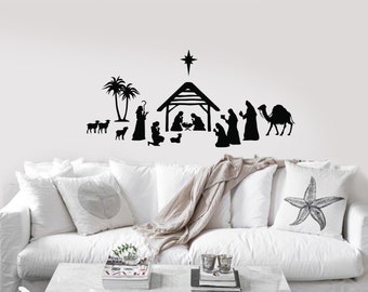Nativity Scene vinyl decal/sticker for your wall, window, etc.