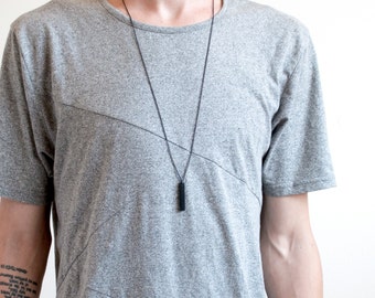 Men's Bar Necklace, Wood Necklace, Bar Necklace, Wood Bar Necklace, Black Chain Necklace, Minimal Mens Necklace || THE COLUMN
