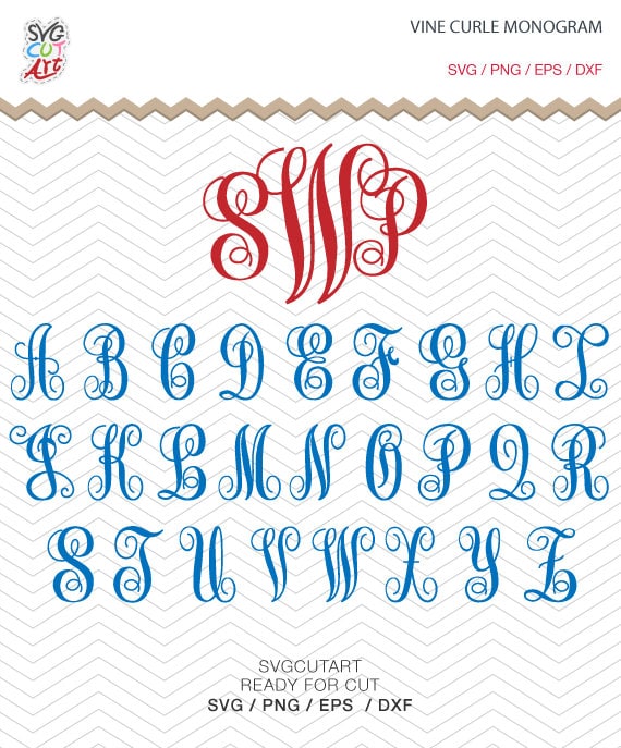 Download Vine Curle Monogram Alphabet SVG PNG DXF eps Script font