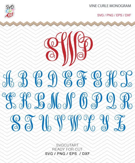 Download Vine Curle Monogram Alphabet SVG PNG DXF eps Script font