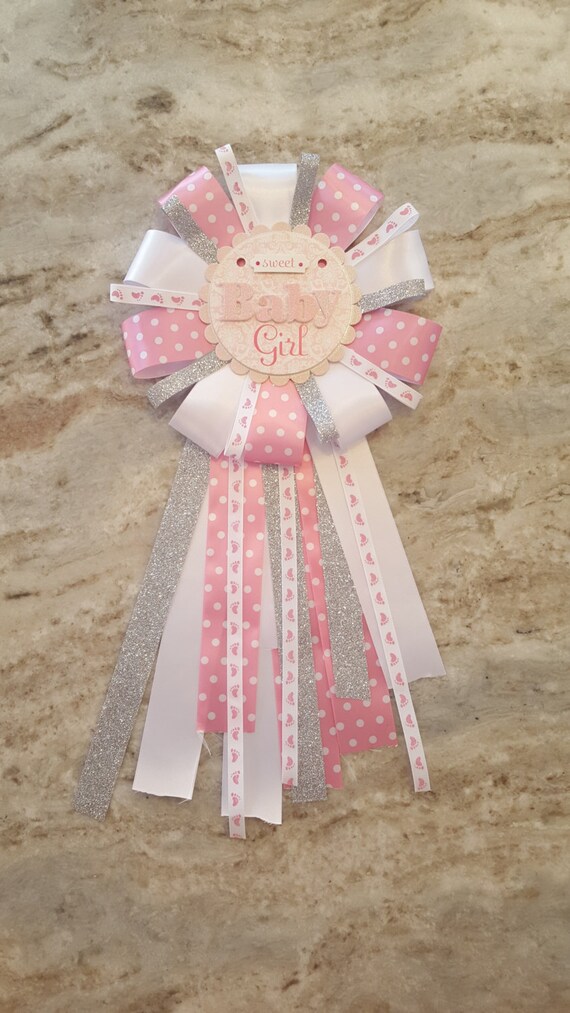 Pink & Silver Baby Girl Corsage Baby Shower by AaliyahsLetters