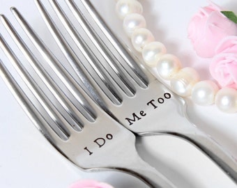 Wedding Forks, I Do-Me Too Forks, Wedding Cake Forks, Personalized Forks with Dates on the Handles