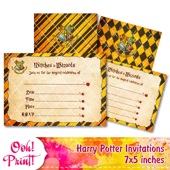 Harry Potter Invitations Hufflepuff House Design Printed