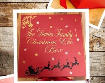 Personlised Christmas Eve Box, Personalised Christmas Eve Crate, Cristmas Goody Box, hamper, Elf, Santa Stop Here, Christmas Tradition, Red