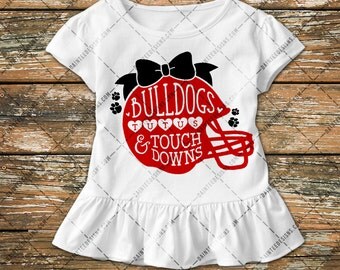 Bulldogs, Tutus & Touchdowns - SVG, Vector, DXF, EPS, Digital Cut File, Silhouette, Cricut, Girls Football, Touch down, Cuttable, Mom