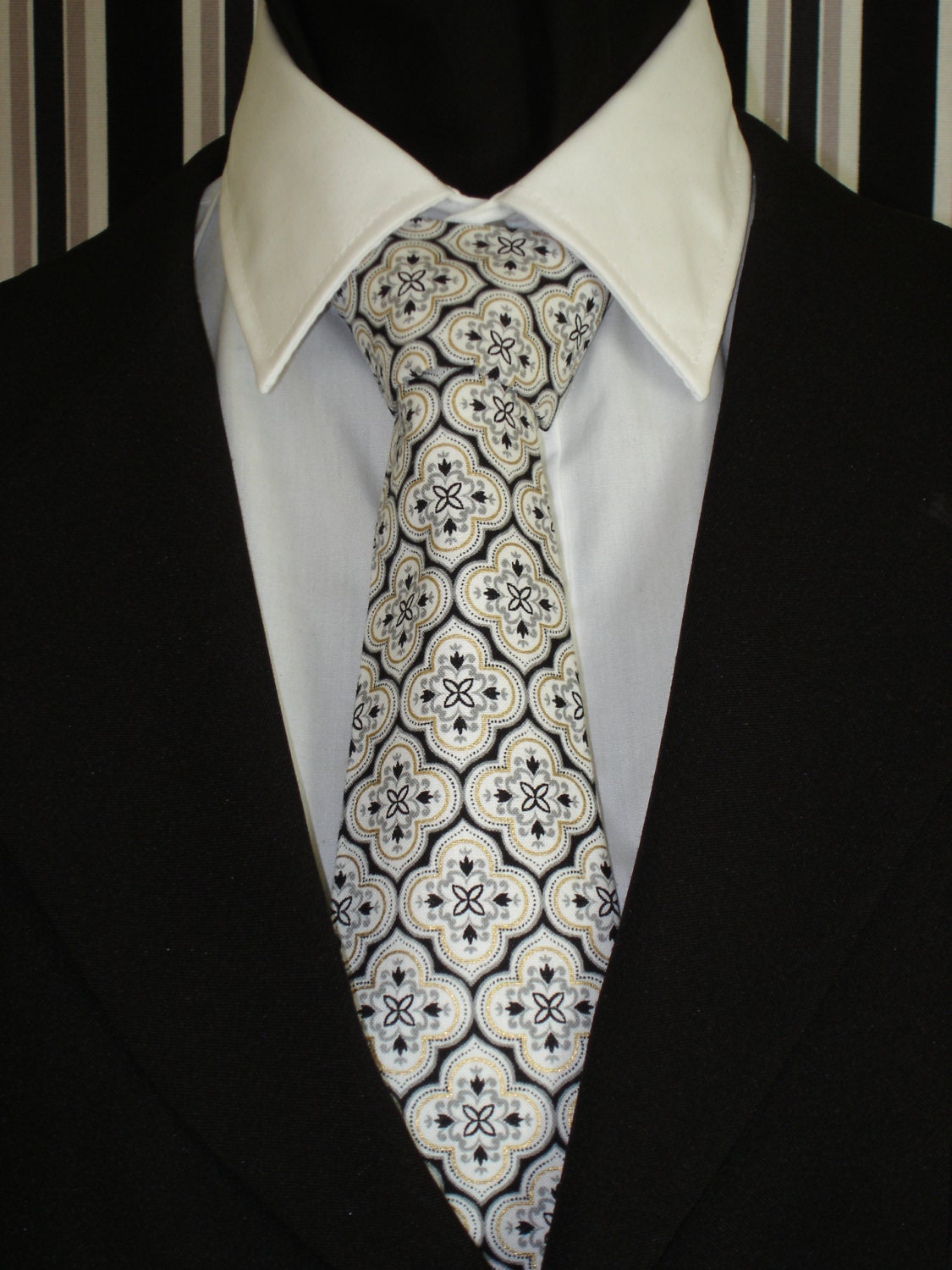 Mens Necktie, Mens Tie, White Necktie, White Tie, Black Necktie, Black ...