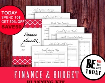 Financial Planner Bundle, Budget Planner, Bill Organizer, Expenses Tracker, Finance Binder, Budget Page, Debt Tracker, A5 Printable Filofax