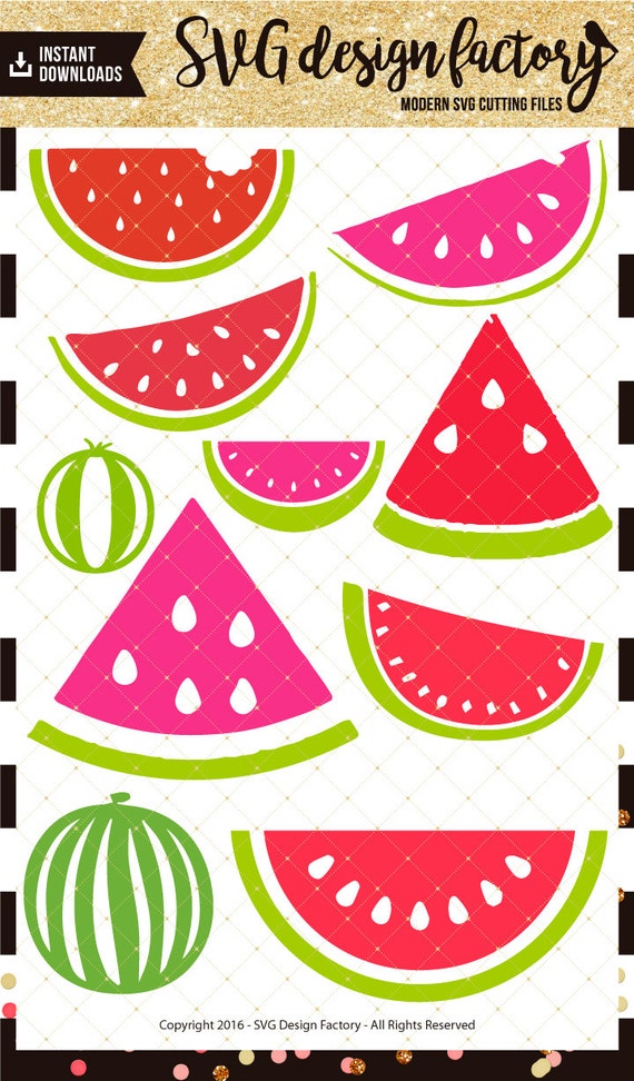 Watermelon clip art silhouette Watermelon clip by SvgDesignFactory