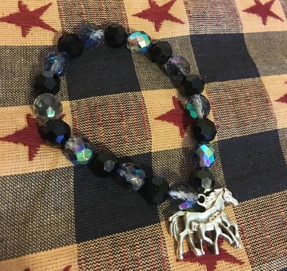 Bracelet Horse Charm Bracelet Horse Charm Beaded by KayNDesigns