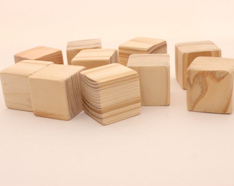 Set of 10 pine wooden blocks | 1 1/2 inch | 4 cm | Unfinished wood blocks | Blocks with extra sanded corners| Square blocks | Wooden cubes