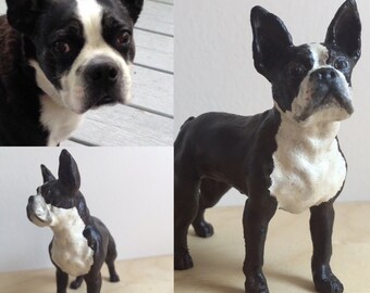 Custom Boston Terrier Sculpture | 3D Printed & Hand-painted | Pet Portrait Dog Statue Figurine Memorial | Boston Terrier Collectibles