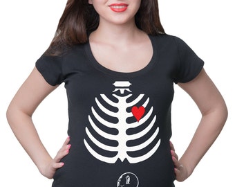Skeleton Dinosaur T-Shirt Maternity Halloween Costume Pregnancy T-Shirt Maternity Top