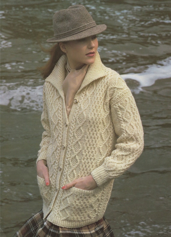 PDF Ladies Aran Jacket Knitting Pattern : Womens 32 - 41 ...