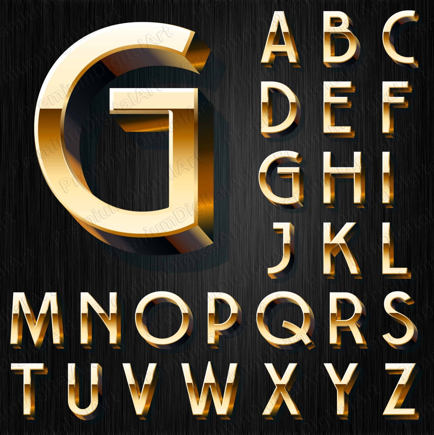 26 Vintage Gold Alphabet Pen Drawn Font Gold