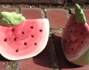 Vintage watermelon salt shakers 1960's