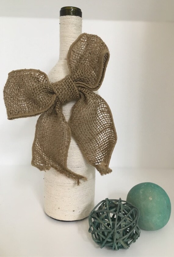 Wine bottle with burlap bow