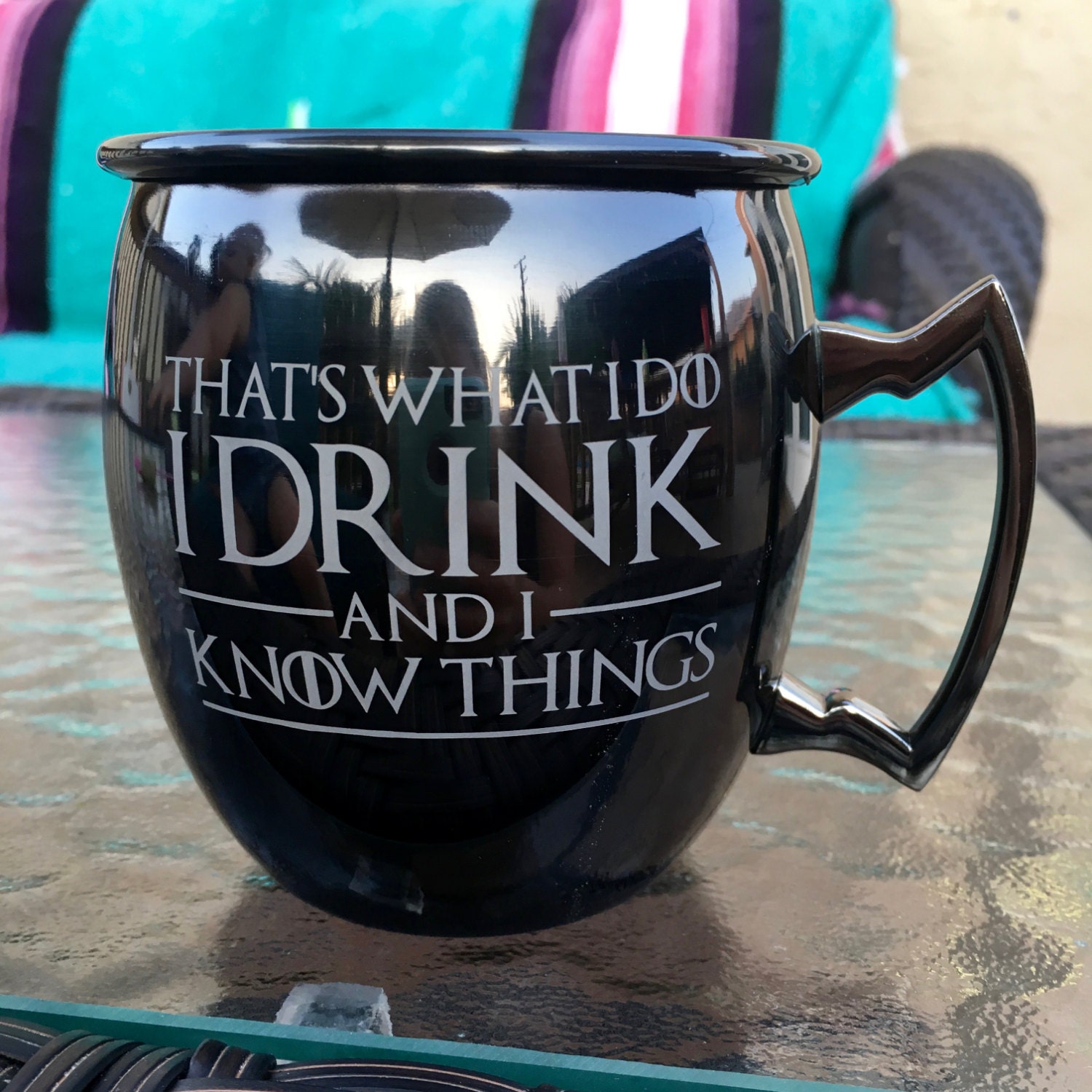 Game of Thrones Moscow Mule Mug, That's What I Do I Drink and I Know Things,  Game of Thrones Glass with Quote, Tyrion Quote