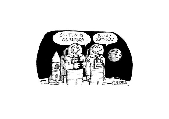 Space Sat Nav Cartoon Print by McAndrewsArts on Etsy