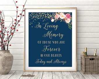In loving memory sign, remembrance sign, In loving memory wedding sign, Memory table sign, Wedding memory table, Wedding memorial table