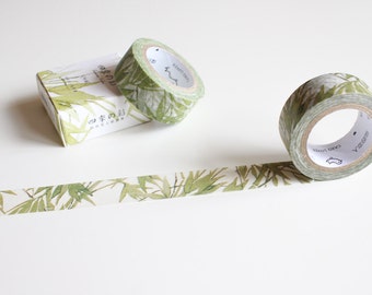 Bamboo Washi Tape, Nature Plants Leaf Tape, Green Washi Tape, Pretty Watercolour Tape (NT-100)