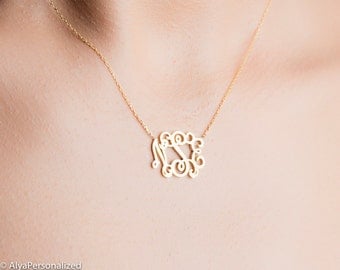 Personalized Necklace - Gold Monogram Necklace - Personalized Monogram Necklace - Personalized Jewelry - Small Monogram Necklace