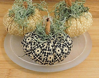 Primitive Pumpkin Ornaments Gold and Black Fall Bowl Fillers Halloween Decorations