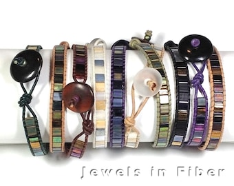 Leather Wrap Bracelets with Tila Beads - DIY Kit - Wrap Bracelets Kit - Leather & Beads Bracelets - Tila Beads - Leather and Beads Bracelet