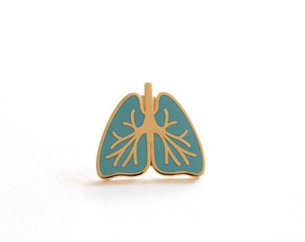Breathe, Lungs Pin Badge, Blue, Lapel Pin, Pins, Hard Enamel Pin, RockCakes, Brighton UK