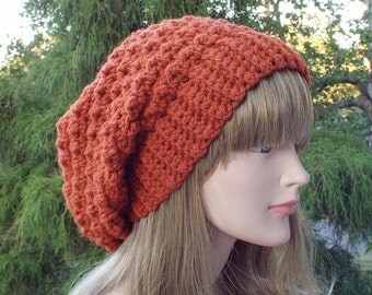 Pumpkin Orange Crochet Hat, Womens Slouchy Beanie, Slouchy Hat, Oversized Slouch Beanie, Chunky Hat, Winter Hat, Slouch Hat