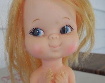 Vintage Kamar or Forsum Angel Doll - Sitting Doll, Kneeling Doll, Praying Doll- Kawaii, Pre-Blythe, Big Eyes, 1960s Vinyl Doll - CUTE