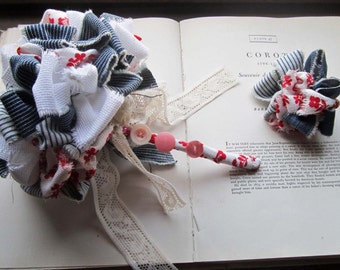 Fabric Wedding Bouquet * Denim Bouquet Vintage Fabric Accessory Flowers * Retro Jean Material