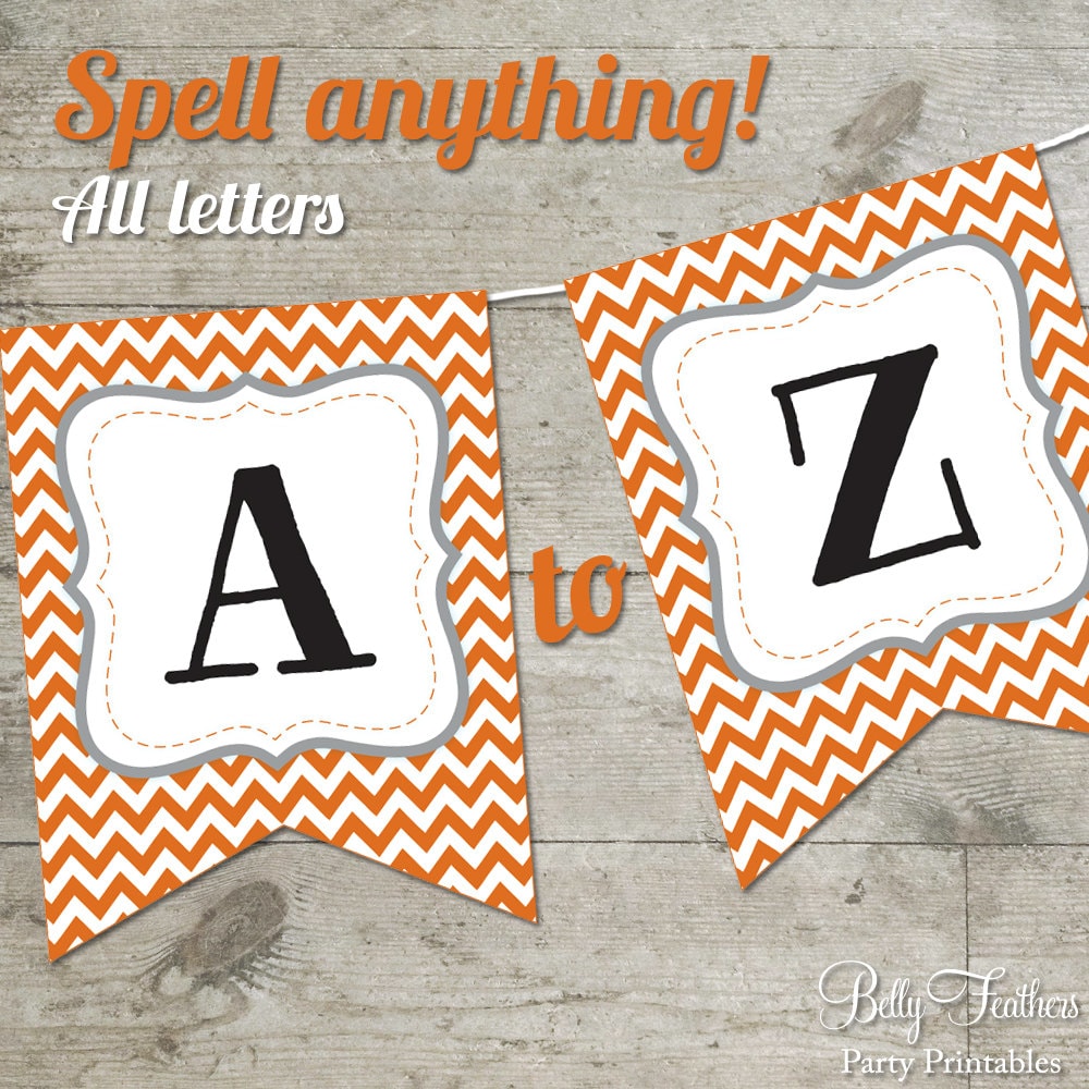 texas hook em horns chevron printable banner letters a z