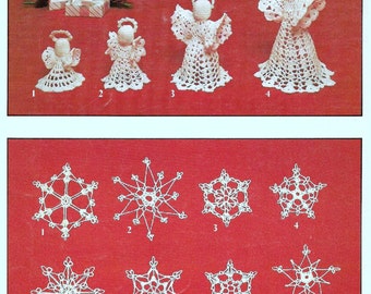 Vintage Crochet Pattern Snowflakes and Angels Christmas Tree Decorations Ornaments INSTANT DOWNLOAD PDF