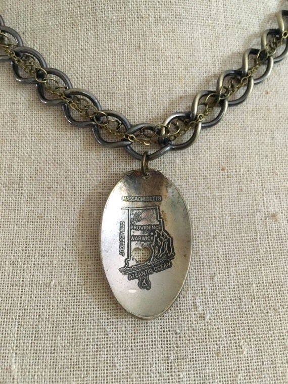 Rhode Island Heart Necklace Rhode Island Jewelry Spoon