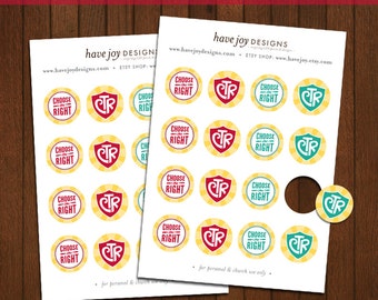 2017 LDS Primary Theme 1-inch Round Tiles Printable (Instant Download) - Choose the Right