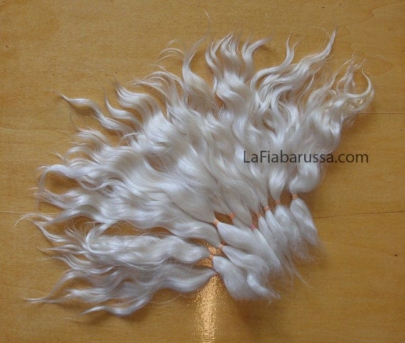 Doll Hair Combed Mohair 8-9 in off White/cream organic mohair locks angora goat/ reroot/  Reborn, Blythe ,bjd, pullip