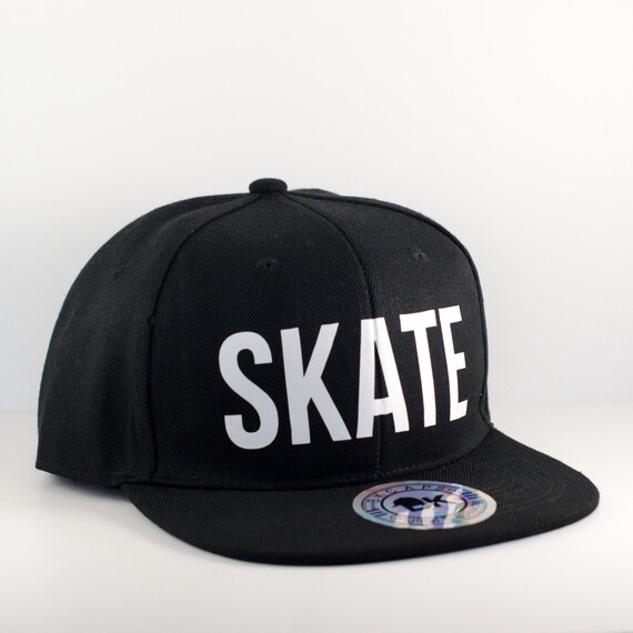 Black Roller Derby SKATE Hat Snapback Cap Flat Bill by TrackCut