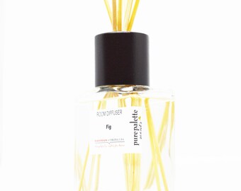 Reed Diffuser Oil - Fig Reed Diffuser Oil Square Vase, Natural Dyed Reeds