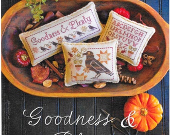 Counted Cross Stitch Pattern, Goodness & Plenty, Stitched Blessings, Autumn Decor, Fall, Primitive Decor, Plum Street Samplers PATTERN ONLY