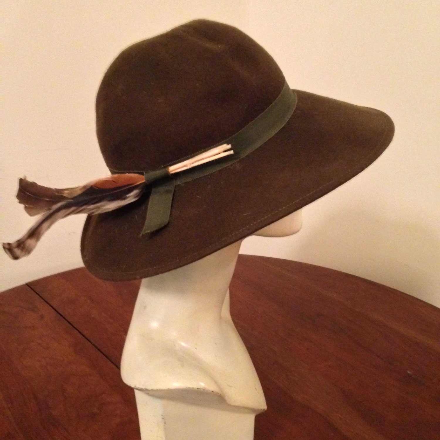 Ladies Green Doeskin Wool Fedora By Geo W Bolman