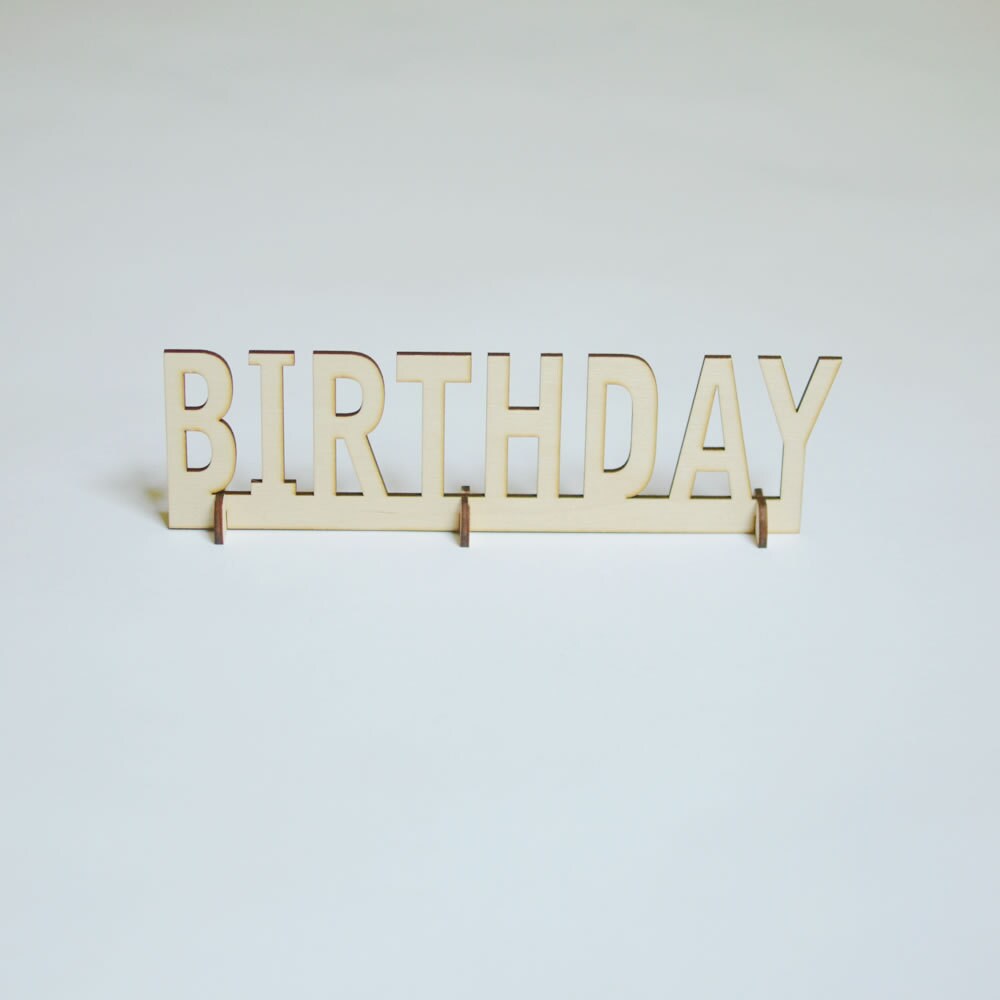 Natural Wood Stand-Up Birthday Table Sign