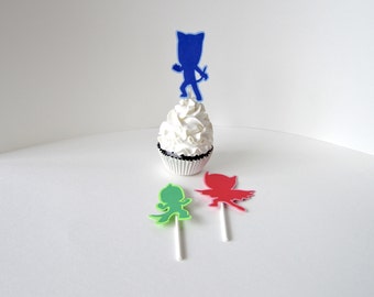 PJ Masks Cupcake Toppers, Pj Masks cupcake picks, Pj Masks cake topper, PJ Masks decoration, PJ Masks party decor