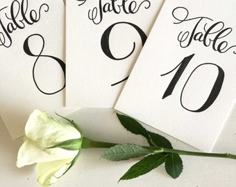 Calligraphy Table Numbers, Wedding Table Numbers, Table Numbers Vintage, Table Numbers For Wedding Tables, Table Number Cards, Calligraphy