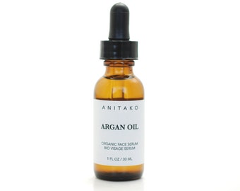 ARGAN OIL - Organic Face Serum, Natural Face Oil, Morocco Argan Oil and Sea Buckthorn Oil, Vegan, for Sensitive Skin, Unscented
