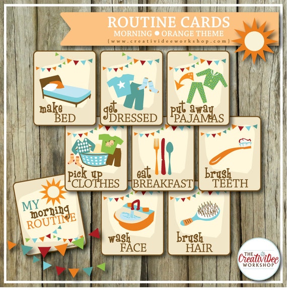 Morning Routine Cards 9 Printable Routine by CreativiDeeWorkshop