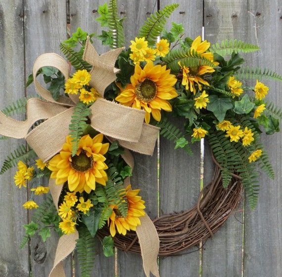 Sunflower Wreath Spring / Summer Wreath Burlap Sunflower