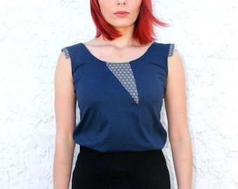 Organic Women's Top, Blue Cuff Singlet, Tank, Unique, Stylish Eco Fashion, Sustainable *Free International Shipping*