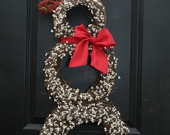 Christmas Wreath - Snowmen Wreath - Snowman Wreath - Choose Scarf - Three Sizes-