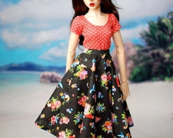 Feeple 60 Delf Black Tropical Bird Skirt For SD BJD