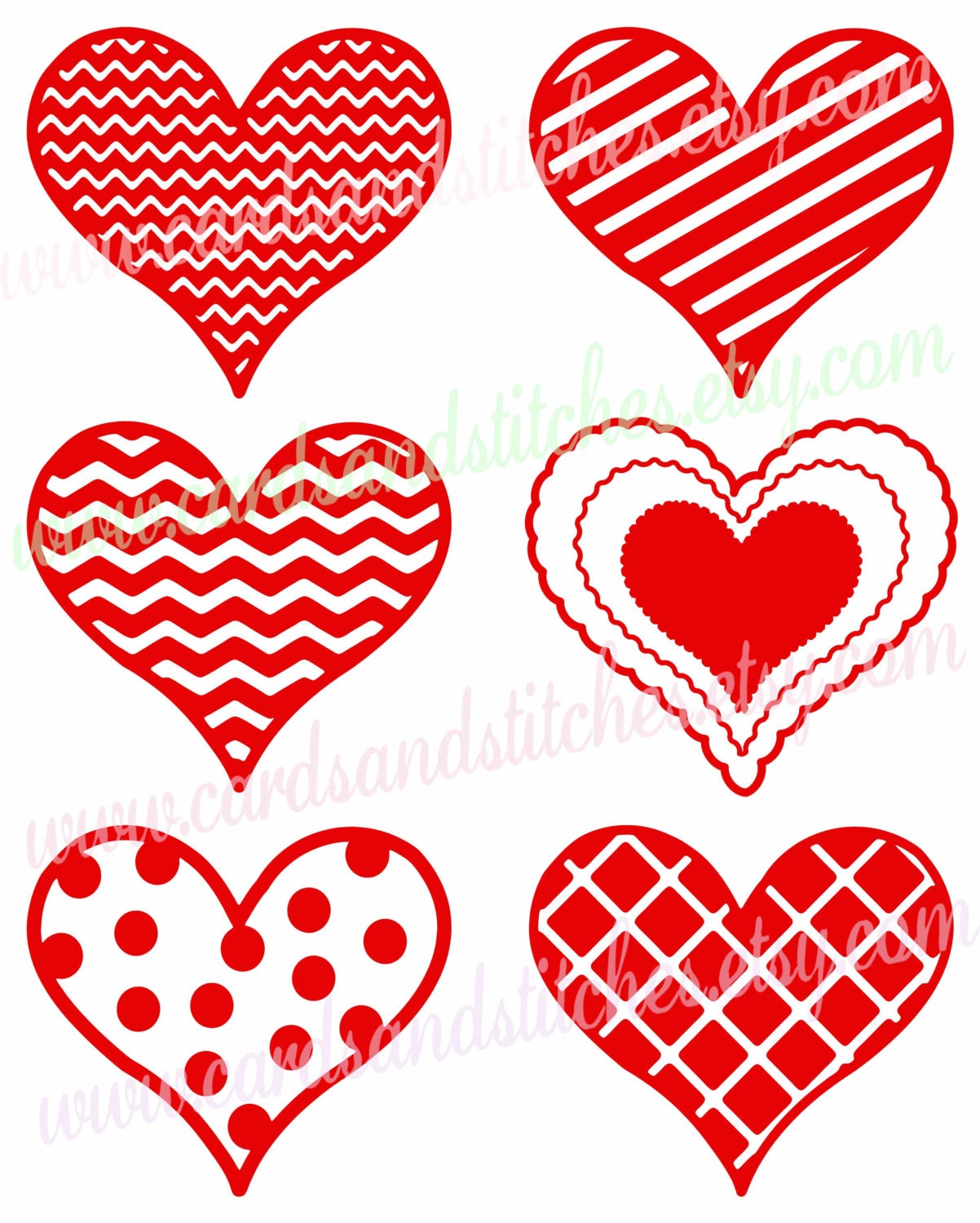 Hearts SVG Valentine Hearts Digital Cutting File Instant